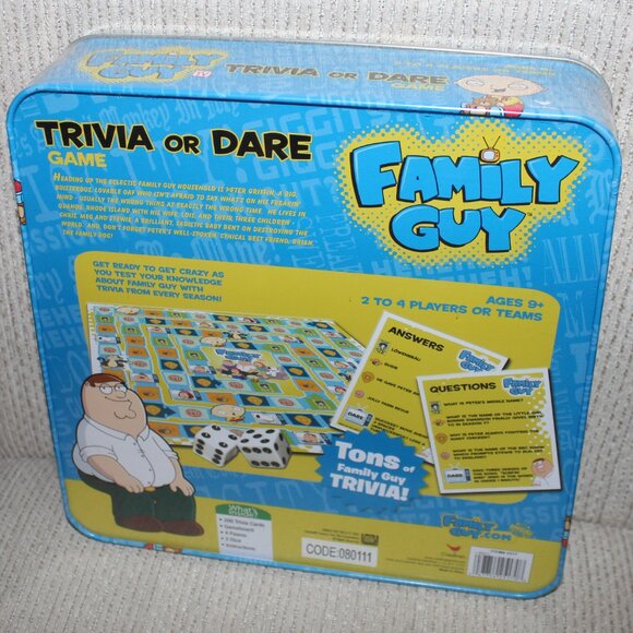 3/$77❤️new sealed FAMILY GUY Trivia Or Dare Board Game Collectors Tin Box - Picture 3 of 6